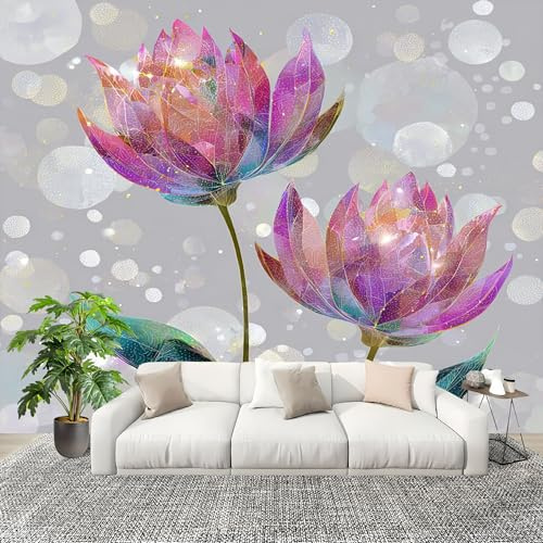 Wohnzimmer Aesthetic Room Decor Fototapete Romantik Kristall Blumen Stereo Tapete Vertikal Wandbild Poster Mustertapete Hellgrau Atmungsaktiv Geruchlos Wandaufkleber 200x140 cm