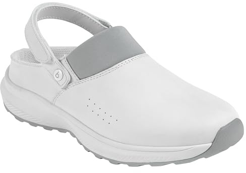 B-well Kai Zoccoli medici bianchi – Scarpe da lavoro per infermieri per uomo e donna, antiscivolo, anatomici, suola in gomma EVA, bianco, 41 EU