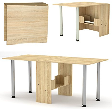 Rodnik Klappbarer Tisch- Esstisch 174 x 80 x75 cm - Klapptisch - Funktionstisch - Bürotisch - Holzoptik-Sonoma Eiche-mit Metallbeinen