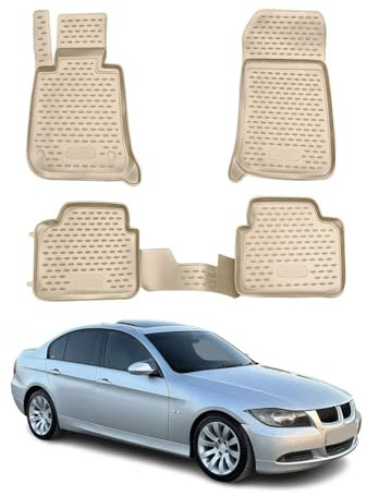 OMAC Fußmatten für BMW 3er F30 F31 2012-2018 TPE 4X Beige | Gummimatten, Automatten, Allwetter, fahrzeugspezifisches Produkt, Antirutsch, 3D-Passform, wasserdicht