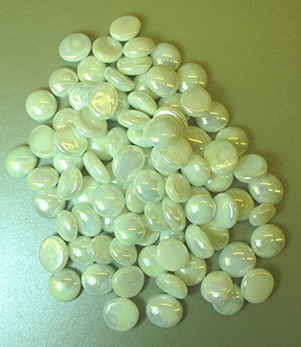 Ullmannglass Glasnuggets - Dekosteine - Muggelsteine, klein (Ø ca. 15-17 mm) in weiß irisierend im 200g Beutel