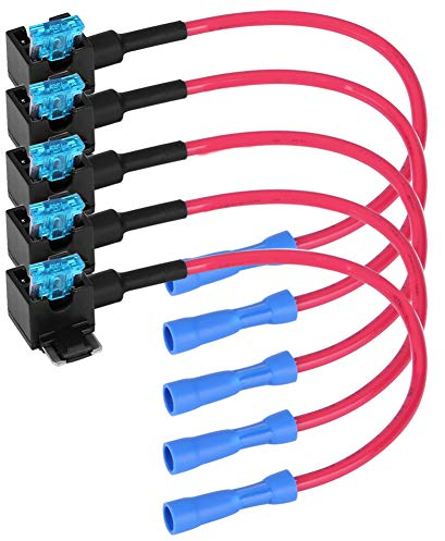 Keenso Kfz Sicherung Adapter-Set, 5 Stück Auto Sicherungsadapter + 5 Stück 15A Flachsicherung Micro Mini/Mini/Standard Blade-Sicherung (Micro Mini