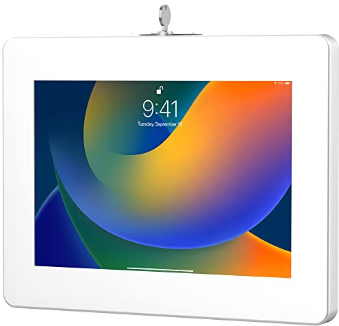 Locking Wall Mount – CTA Locking Wall Mount Enclosure for iPad 10th Gen 10.9-inch - iPad 7th/8/9 Gen - iPad Air 4 - Galaxy Tab - Surface Go - Galaxy Tab S5E - Zebra Tablets & More - White (PAD-PARAWW)