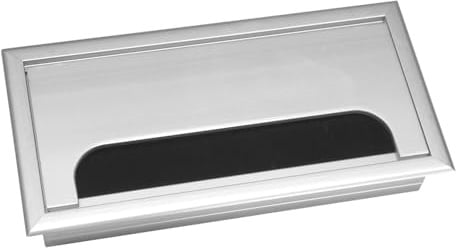 WITTKOWARE Scheibtisch-Kabeldurchführung mit Klappdeckel und Bürstendichtung, Aluminium eloxiert, 80x160mm