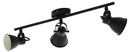 EGLO Deckenlampe Seras 1, 3 flammige Deckenleuchte Industrial, Klassisch, Deckenstrahler aus Stahl, Wohnzimmerlampe in Schwarz, Küchenlampe, Spots mit GU10 Fassung