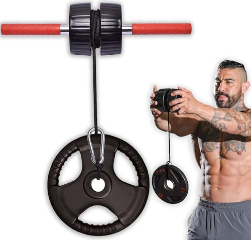 DMoose Fitness Unterarmtrainer & Handgelenksrolle - 2 in 1 Armtrainer mit rutschfestem Premium-Griff, strapazierfähigem Nylonseil - Hilft bei Ellenbogensehnenentzündung & Krafttraining (patentiert)