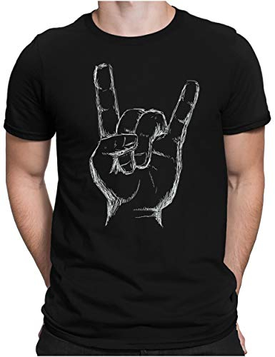 PAPAYANA Herren T-Shirt - Heavy Metal Hand Motiv - Funshirt Regular Fit - Rock Musik Punk - Schwarz - XXL