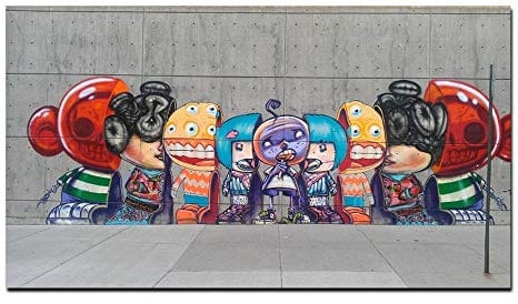 Five-Seller Graffiti Straße Pop Wandkunst Utopia Cartoon Figur Leinwand Poster Und Drucke Malerei Moderne Abstrakte Wandbild Für Wohnzimmer Wohnkultur (80 x 160 cm)