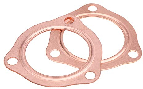 Hlyjoon 2 Stücke 2,5 Zoll 3 Schrauben Muster Kupfer Header Auspuffkrümmer Dichtungen Wiederverwendbare Hardware Dichtung Auspuffdichtung Auspuff Flansch Dichtung für SBC BBC 302 350 454