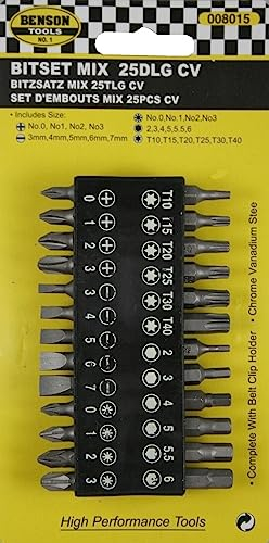 Bitset 25 tlg Bitsatz mit Halterung Bitsortiment mit Gürtelclip Bits Sechskant