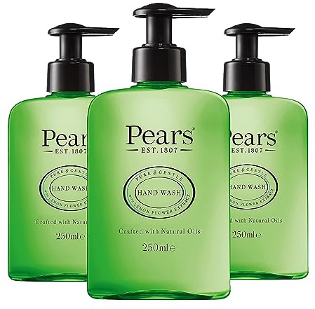 Pears Pure & Gentle Moisturising Hand Wash with Lemon Flower Extract - Enriched with Glycerin and Natural Oils, 10x More Moisturiser* - Suitable for Men and Women | 250ml (3 Pack)
