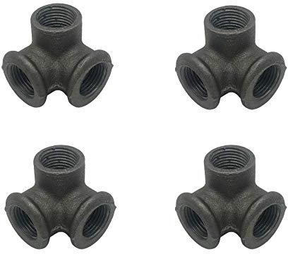 1/2 pollici 3.4.5.6 Way Industrial Ghisa Raccordi per tubi per tavoli da costruzione, sedie, si adatta a tubi e capezzoli standard da mezzo pollice, confezione da 4 (3 vie)