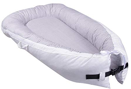 QIROG Neugeborenes Babybett Bionisches Uterusbett Babybett Nickerchen Nest Tragbares Kinderbett Babybett-37 Meter graues Gitter_80 * 50 * 10 cm