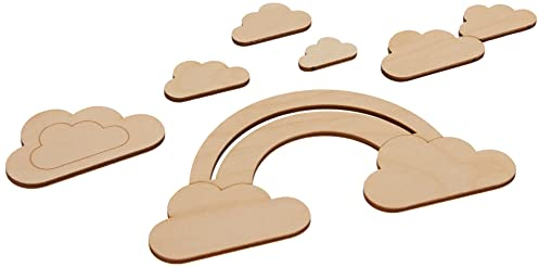 Rayher Holzmotiv kleine Wolke, Birkenholz FSC Mix Credit, natur, 16,8x8,3cm, Set 6-teilig, Holzmotiv zum Bemalen, 62983505