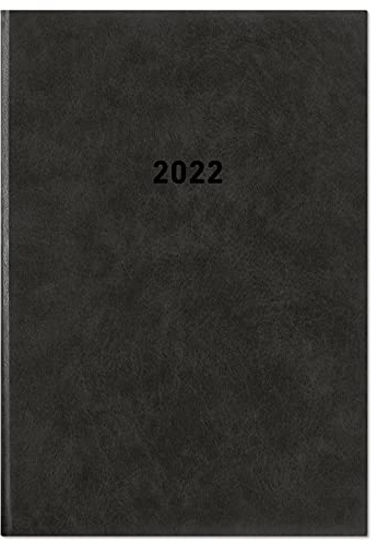 Buchkalender schwarz 2022 - Bürokalender 14,5x21 cm - 1 Tag auf 1 Seite - wattierter Kunststoffeinband - Stundeneinteilung 7 - 19 Uhr - 876-0020: ... - 1T/1S - Kunststoffeinband wattiert - Halb