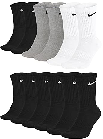 NIKE Unisex Trainingssocken Everyday Cushioned Crew Socks 6 Paar, Größe:46-50, Artikel:-010 black + 964 grey/white/black
