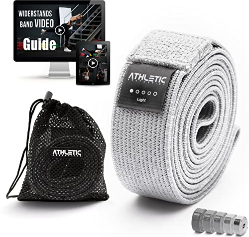 ATHLETIC AESTHETICS Premium Resistance Bands/Widerstandsbänder mit Stoff [ Als Fitnessband und Fitnessbänder Set + Tasche und Videokurs] Fitness Band z.B. als Klimmzughilfe für Damen & Herren