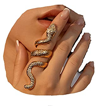 Yheakne Punk Schlangenringe Gold übertriebene Schlangenringe Vintage Schlangenringe Gothic Offene Schlangenringe für Frauen und Mädchen