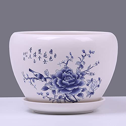 Pot De Fleur En Céramique Peint À La Main En Porcelaine Bleue Et Blanche Avec Châssis Contenant Pour Plantes Décoratives Pot De Fleurs À Motifs De Printemps Pot De Fleur En Porcelaine D'intérieur/d'ex
