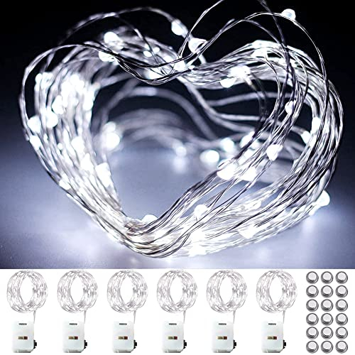 OEMG LED Lichterkette Batterie, 6 Stück 10ft 30er LED Draht Micro Batterie-betrieben Mini Kupfer Drahtlichterkette Deko Hochzeit Partybeleuchtung Innen Weihnachtsdeko
