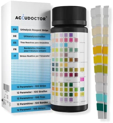 100 Accudoctor Urin Teststreifen 12 Indikatoren Urin Teststreifen Test Harnwegsinfekt Eiweiss Protein Keto Keton Ketose urin Test für Zucker im Urin Glukose männer Sticks 12 Parameter urine strips