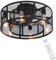 E27 Ceiling Fan with Light Vintage Industrial Design Black Metal Cage Fan Ceiling Lamp with Remote Control Quiet Ceiling Fan with Lighting for Living Room Bedroom Kitchen, 6-Light