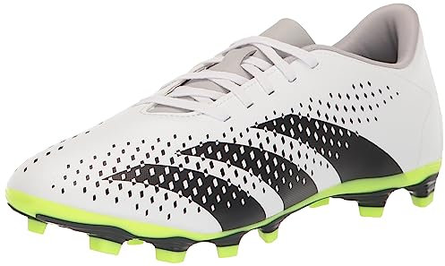 adidas Unisex Accuracy.4 Firm Ground Sneaker, White/Core Black/Lucid Lemon, 10 Women/9 Men
