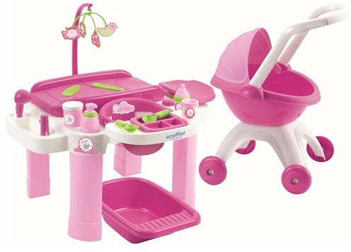 Jouets Ecoiffier - 2889 - Super Pack Nursery - Nursery pour poupée avec Landau - dès 18 Mois - Fabriqué en France
