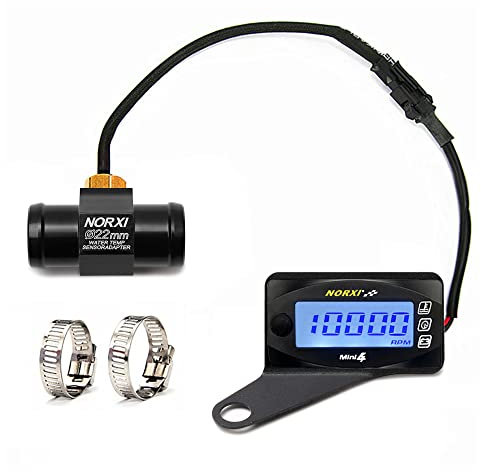 Medidor multifunción 4 en 1 para motocicleta Mini 4 metros (tacómetro RPM+temperatura del agua+voltímetro+reloj) 4 en 1 multímetro digital de calibre multifuncional(22 mm, izquierda)