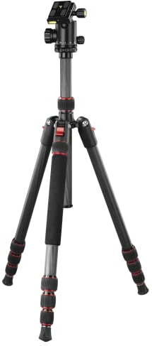 Hama Reisestativ „Ramble II Duo“ Carbon-Stativ (Kamerastativ, Handy-Stativ mit Handy-Halterung, Dreibein-Stativ Carbon-leicht, Fotostativ 3-fach ausziehbar, mit Einbein, Kugelkopf, Arca Swiss) schwarz