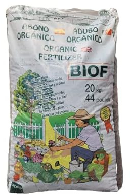 Abono organico granulado BIOF-1 Saco 20kg, 100% ecologico, abono para Todo Tipo de Plantas - Aviporto