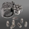 Polyedrische Würfel-Set aus Metall, mit drehbarem Revolver-Zylinderbehälter, Cyberpunk-Würfel für D&D, Sci-Fi, Krieg oder Kriminalität, Tischspiele (Silber)