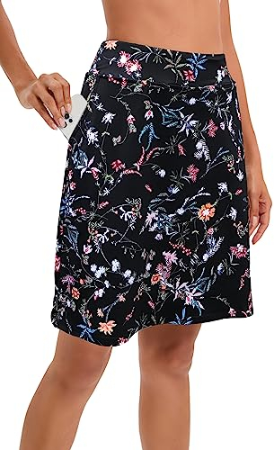 Timuspo Damen Golfrock Knielang, Sportröcke mit Radhose Drunter, Wandern Reitsport Skort