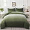 Gradient Olive Green Duvet Cover King Size, Soft Microfiber Bedding Set with Zipper Closure for Teen Boys Girls Adults (King, 220x230cm)