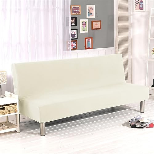 Surwin Sofabezug ohne Armlehnen Einfarbig Stretch Armlose Sofabettüberzug Antirutsch Clic Clac Sofahusse Schonbezug Protector für Klappcouch Schlafsofa Minimalismus (2 Sitzer,Weiss)