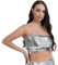 Faxianther Damen Glitzer Crop Top Pailletten Tube Top Sommer Schulterfreies Trägerlos Tops Rave Stretch Oberteil Bandeau BH für Party Tanzen Raves Festival Clubwear Kostüme