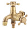 Wasserhahn Doppelt G1/2 Zoll Schnittstelle, Vintage Kaltwasserhahn mit Einem Kreuzgriff, Wasserhahn zur Wandmontage aus Massivem Messing für Garten, Waschmaschine, Regentonne, Rost-, und Frostsicher