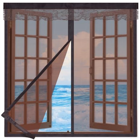 Zanzariera Magnetica per Finestra 160x160cm,Tende Zanzariere con Calamita per Finestre,Zanzariera per Finestra con Resistente Nastro per Montaggio a Strappo,Zanzariera Finestra Apribile,Marrone