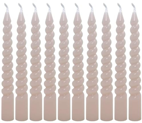 MIJOMA Set di Candele per Albero di Natale, Compleanno e Piramide - Cera, Lunga Durata, Ø 11 x 105 mm (10, Beige)