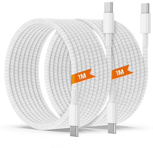 Cable USB C USB C para iPhone 15 (1m 2Pack),Cable USB Type-C PD 60W Carga Rápida Nylon Cable Tipo C Cargador de Teléfono Teléfono Teléfono para iPhone 15 Samsung S22 Ultra iPad Pro MacBook Pixel 7 Pro
