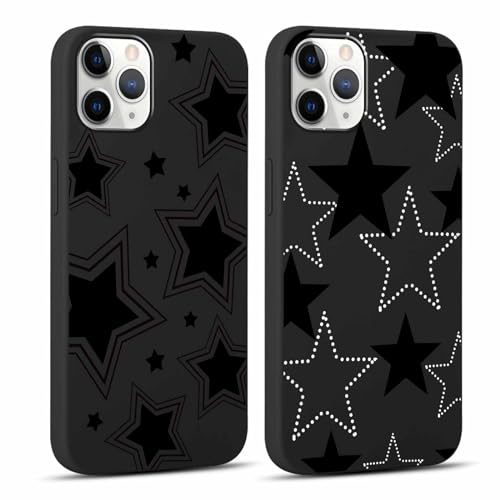 Yoedge 2 Stück Handyhülle für iPhone 11 Pro Hülle 5,8, Stern Muster Design Frauen Mädchen Aesthetic Kawaii Motiv Handyhülle Dünn Weich Schwarz Silikon Slim TPU Stoßfest Schutzhülle für iPhone 11 Pro