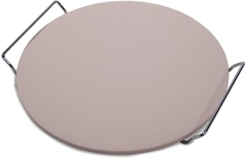 Frischluftküche Pierre à pizza avec support – Transforme le barbecue en four à pizza, idéal pour les amateurs de pizza et les barbecues créatifs, pierre résistante à la chaleur, 34,5 x 33 x 4 cm