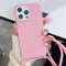 FORLUZ Crossbody Lanyard Halskette Seilband Silikon Soft Case für iPhone 15 Pro Max 11 14 13 12 X XS XR 15 Plus süße stoßfeste Hülle, rosa, für iPhone 13