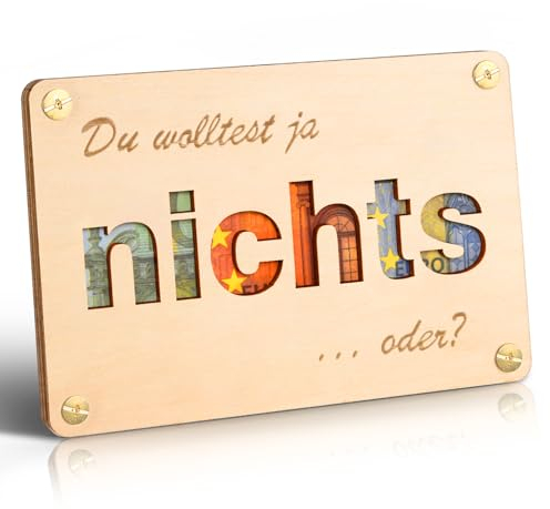 Xinkfir Geldgeschenke Nichts Grußkarte Holz im Kleinforma, NIX Geschenke für Männer und Frauen, Originelle Geld Geschenk Verpackung für Geburtstag, Jugendweihe, Hochzeit, Reise, Taufe … (Holzfarbe)