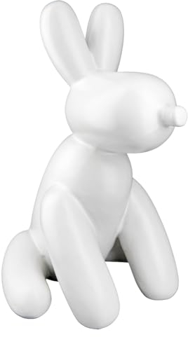 GILDE Deko Figur Ballon Hund Skulptur - Moderne Sculpture Dekoration Hündchen sitzend Statue matt Weiß - Höhe 25 cm