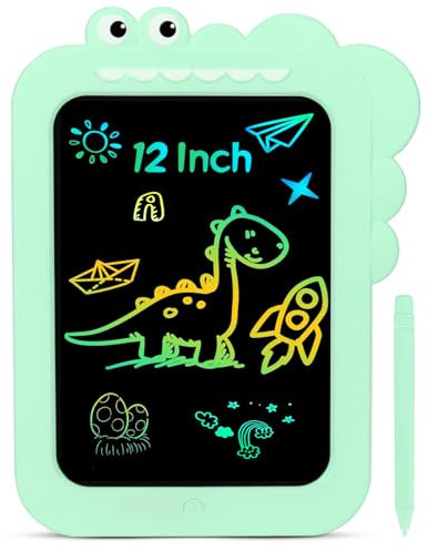 OWill 12 Inch LCD Drawing Tablet for Kids Toys Doodle Board, Suitable for Kids 3 4 5 6 7 8-12 Years Old Girl Boy Dinosaur Writing Tablet Travel Toys Gifts (Light Green)