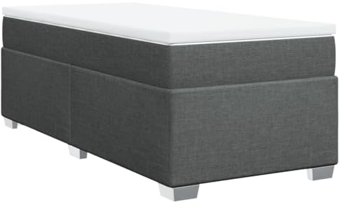 vidaXL Boxspringbett mit Matratze, Bett mit Bettfüße Matratzenauflage, Einzelbett für Schlafzimmer, Polsterbett Bettgestell Lattenrost, Dunkelgrau 80x200cm Stoff