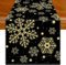 Jayusaror Tischläufer Weihnachten Schwarz und Gold Tischdecke Schneeflocken Weihnachtstischläufer Weihnachts Tischläufer Tischdeko für Urlaub Party 40 x 140 cm
