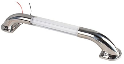 Fhsqwernm Boots-Haltegriff, 33,5 cm, Edelstahl, Marine-Haltegriff, LED-beleuchteter Handlauf für Boote