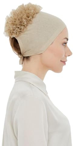 ihvan online Hijab Kappe, Kopftuch, Volumizing Anti Rutsch Kopftücher Unterkappe für Frauen, Bone mit Rückbindung, Creme